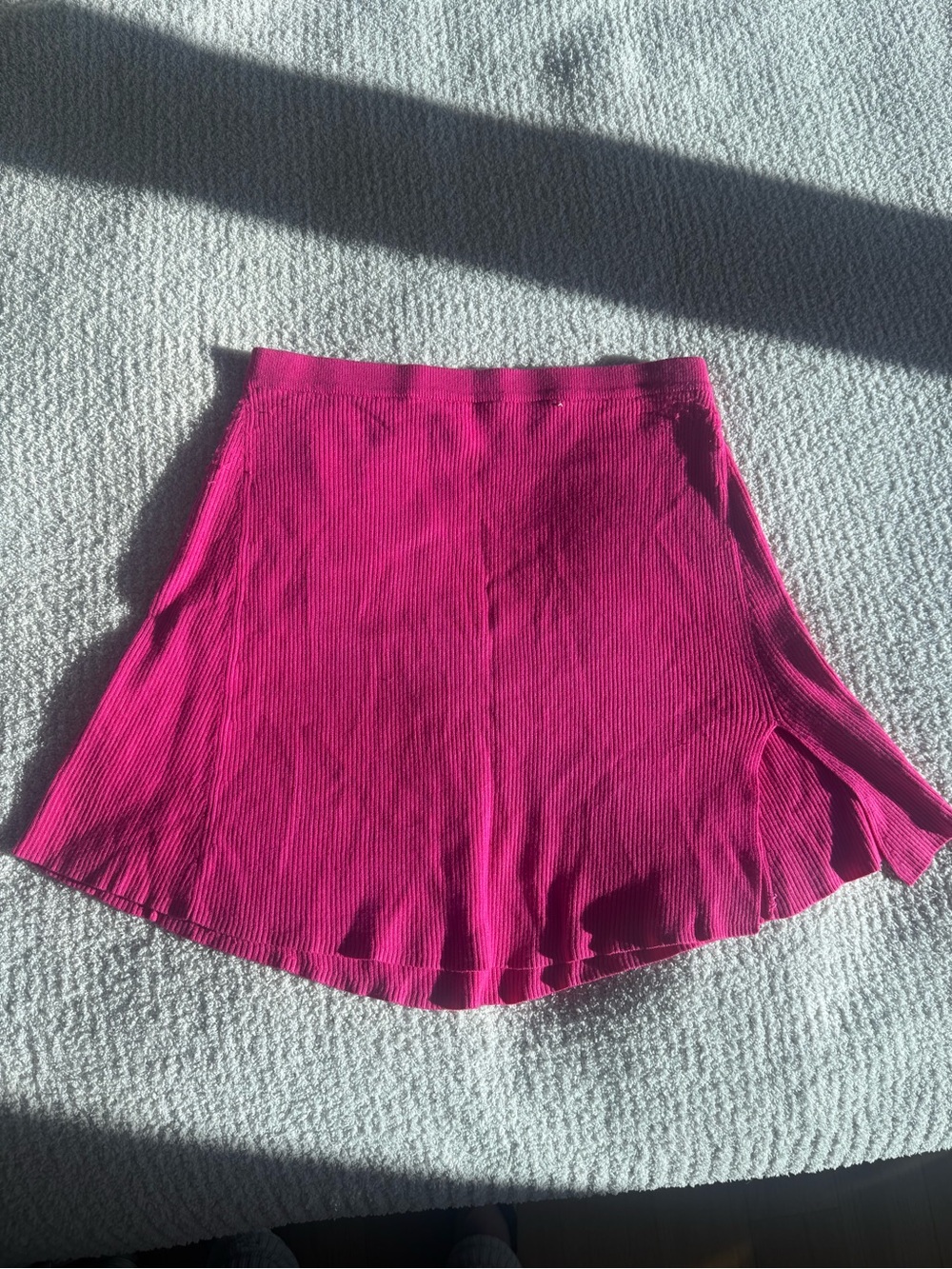 naked wardrobe Hot Pink Ribbed Skater Skirt